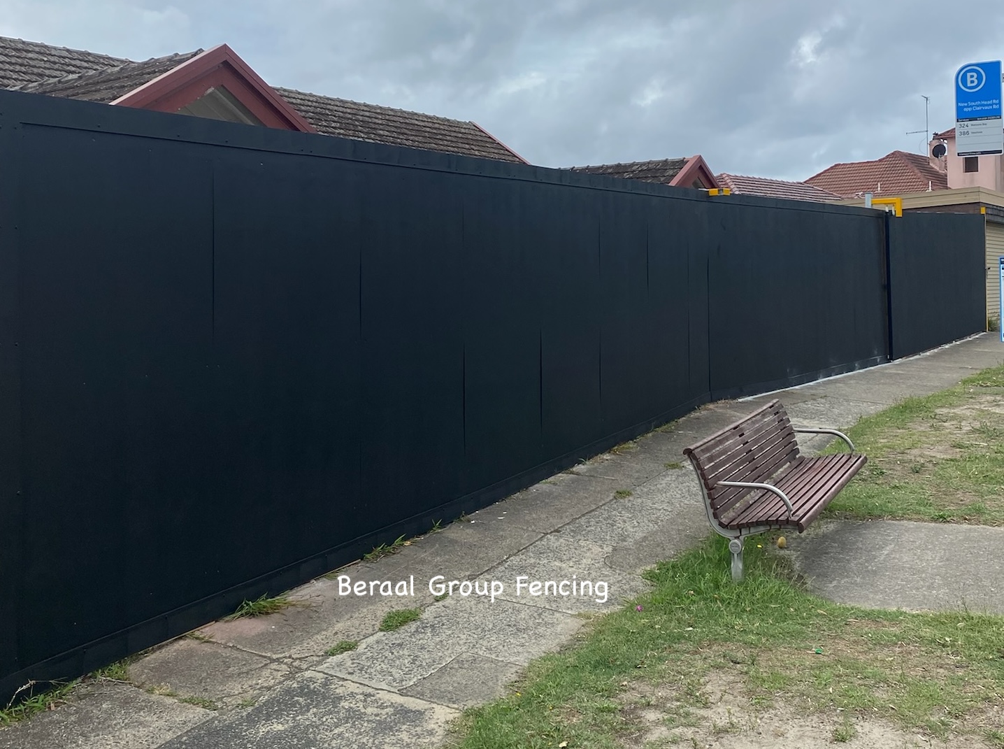 Timber site hoarding fence in construction site