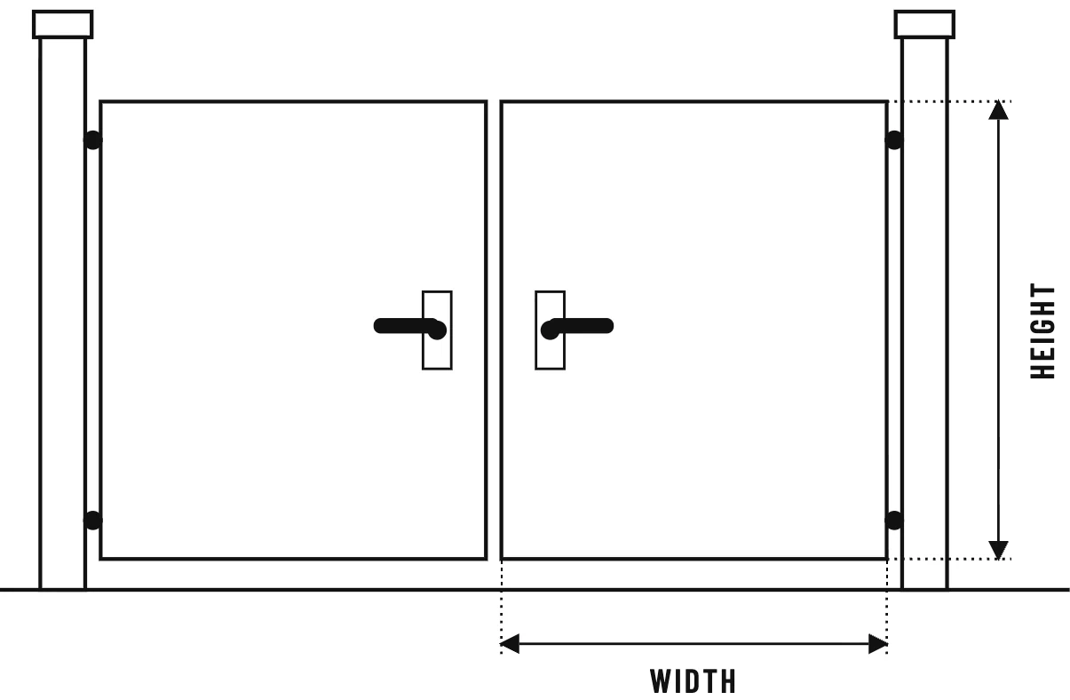 Double gate measurement diagram — measure one leaf only, select quantity 2 for a double gate
